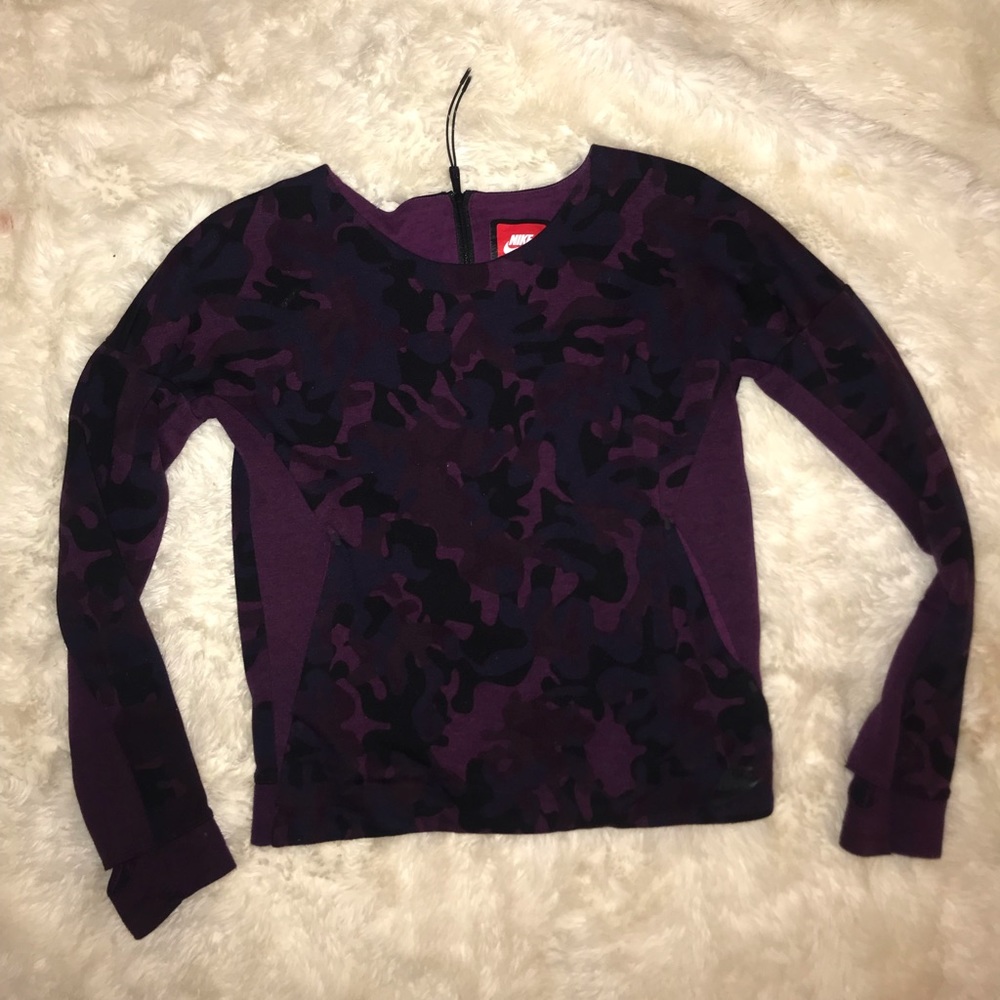 Nike purple camo pull over sweater